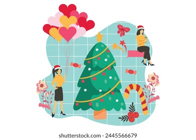 Christmas Decoration Flat Design Illustration
