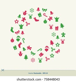 Christmas Decoration Frame Greeting card Vector Template Illustration Design. Vector EPS 10.