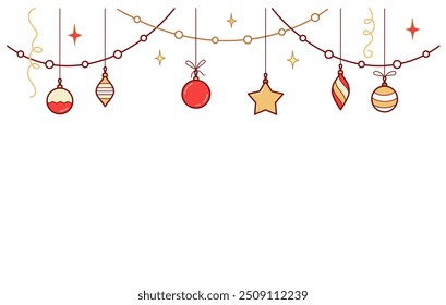 Guirnalda de decoración navideña. Elementos de decoración de Navidad. Ilustración en color simple. Elementos para decorar para las Navidades y el Año Nuevo. 