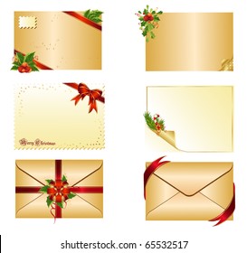 Christmas decoration: gift envelope with holly and candy cane