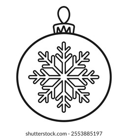 Christmas decoration, glass ball. Coloring page. Vector illustration.