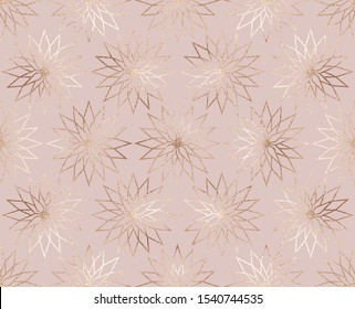 Christmas decoration gold flower seamless pattern.