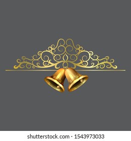 Christmas decoration with golden swirl and bells