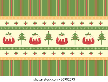 Christmas decoration.Red green card .Vintage style