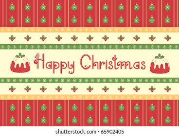 Christmas decoration.Red green card .Vintage style