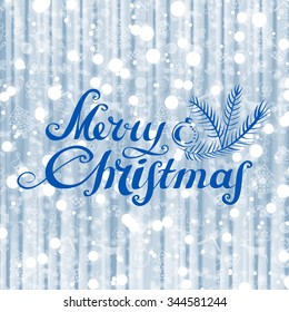 Christmas decoration greeting card with textured background and snow. Vector illustration