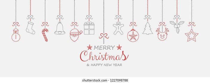 Christmas decoration with hanging elements. Vector.