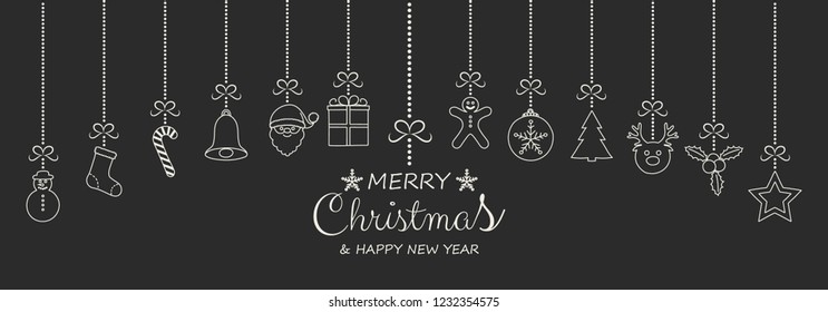Christmas decoration with hanging elements. Vector.