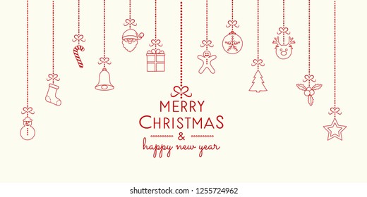 Christmas decoration with hanging elements. Vector.