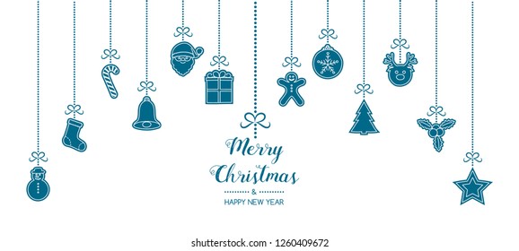 Christmas decoration with hanging elements. Vector.