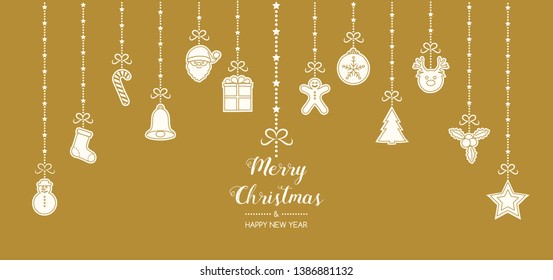 Christmas decoration with hanging elements. Vector.