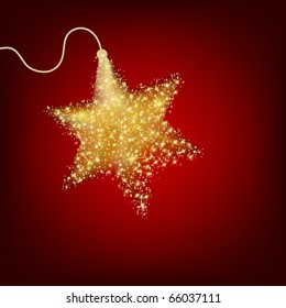 Christmas decoration, holiday background with golden star. EPS 8 vector file included
