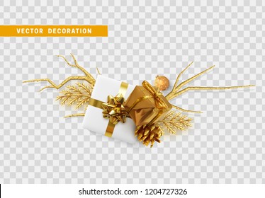 Christmas decoration. Holiday isolated objects on transparent background. Xmas design elements