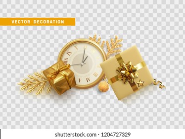 Christmas decoration. Holiday isolated objects on transparent background. Xmas design elements