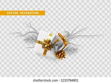 Christmas decoration. Holiday isolated objects on transparent background. Xmas design elements