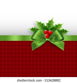 Christmas decoration with holly leaves and bow