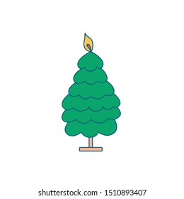 Christmas decoration for home. Candlestick for candles on a stand in the form of a Christmas tree. Decoration for the fireplace. Editable vector illustration