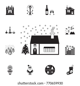 Christmas decoration house icon. Set of elements Christmas Holiday or New Year icons. Winter time premium quality graphic design collection icons for websites, web design on white background
