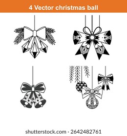 Christmas Decoration Icon on Checkerboard Transparent Background,Christmas decorations