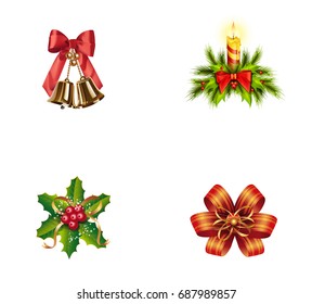Christmas decoration icon set