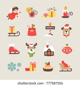 Christmas  decoration icon set
