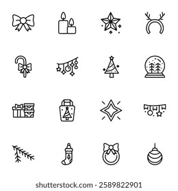 Christmas Decoration icon set vector illustration