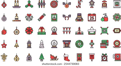 Christmas decoration icons High-Quality Vector Icons Collection with Editable Stroke. Ideal for Professional and Creative Projects.