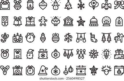 Christmas decoration icons High-Quality Vector Icons Collection with Editable Stroke. Ideal for Professional and Creative Projects.