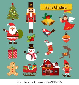 Christmas decoration icons, illustration and elements