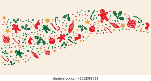 Christmas decoration illustration. Merry Christmas and winter holiday design background. Vector illustration.