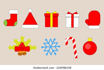 Christmas decoration items vectors