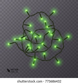 Christmas decoration, lights effects isolated design elements. Glowing lights for Xmas Holiday greeting card design. Vector illustration