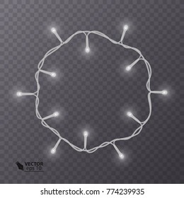 Christmas decoration, lights effects isolated design elements. Glowing lights for Xmas Holiday greeting card design. Vector illustration