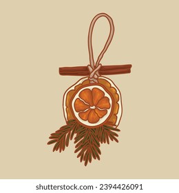 Christmas decoration made of citrus fruits for the Christmas tree. Holiday mood