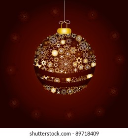 Christmas decoration made from golden snowflakes, vector illustration