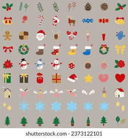 Christmas decoration material set, vector