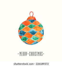 Christmas decoration. New year border from paint christmas balls. Vintage New Year card.