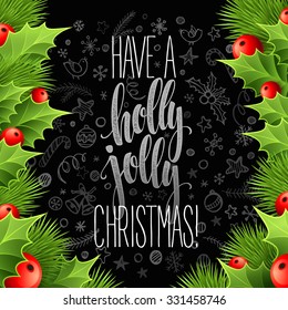 Christmas decoration on chalk board. Vector illustration EPS 10