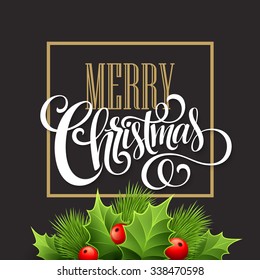 Christmas decoration on chalk board. Vector illustration EPS10