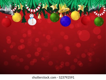 Christmas decoration on dark red background vector illustration