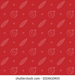 Christmas decoration on a red background. Vector illustration
