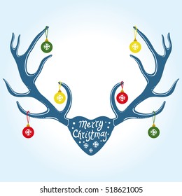 Christmas decoration on Reindeer horns, vector illustration  