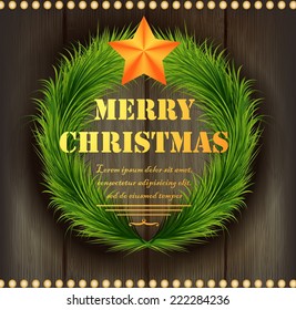 Christmas decoration on the wooden background.