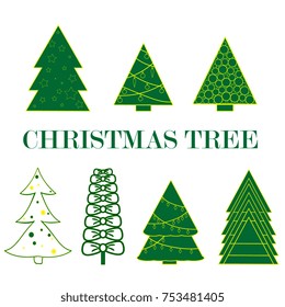 Christmas Decoration Pattern. Set of abstract Christmas trees