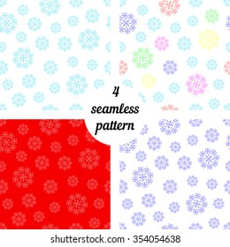 Christmas decoration pattern set seamless snowflake snow winter new year design ornament. Red blue yellow green color. Vector illustration 