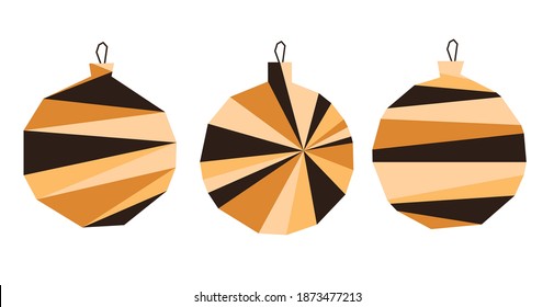 Christmas decoration in polygonal style. Christmas illustration in gold for poster, postcard, icon, logo or badge. Vector illustration EPS10. Christmas toy (toys, balls)