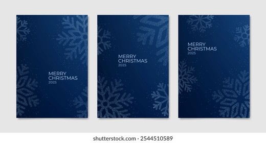 Christmas decoration poster background. Abstract greeting card christmas and New Year design holiday cover template with snowflakes dots. Vector illustration