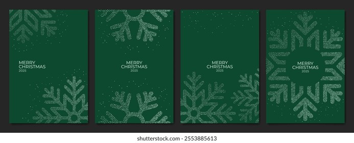 Christmas decoration poster background. Abstract greeting card christmas and New Year design holiday cover template with snowflakes dots. Vector illustration