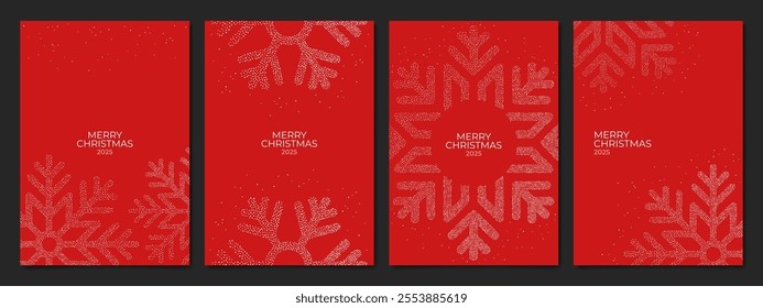 Christmas decoration poster background. Abstract greeting card christmas and New Year design holiday cover template with snowflakes dots. Vector illustration