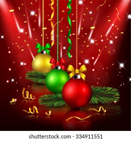 Christmas decoration in red background